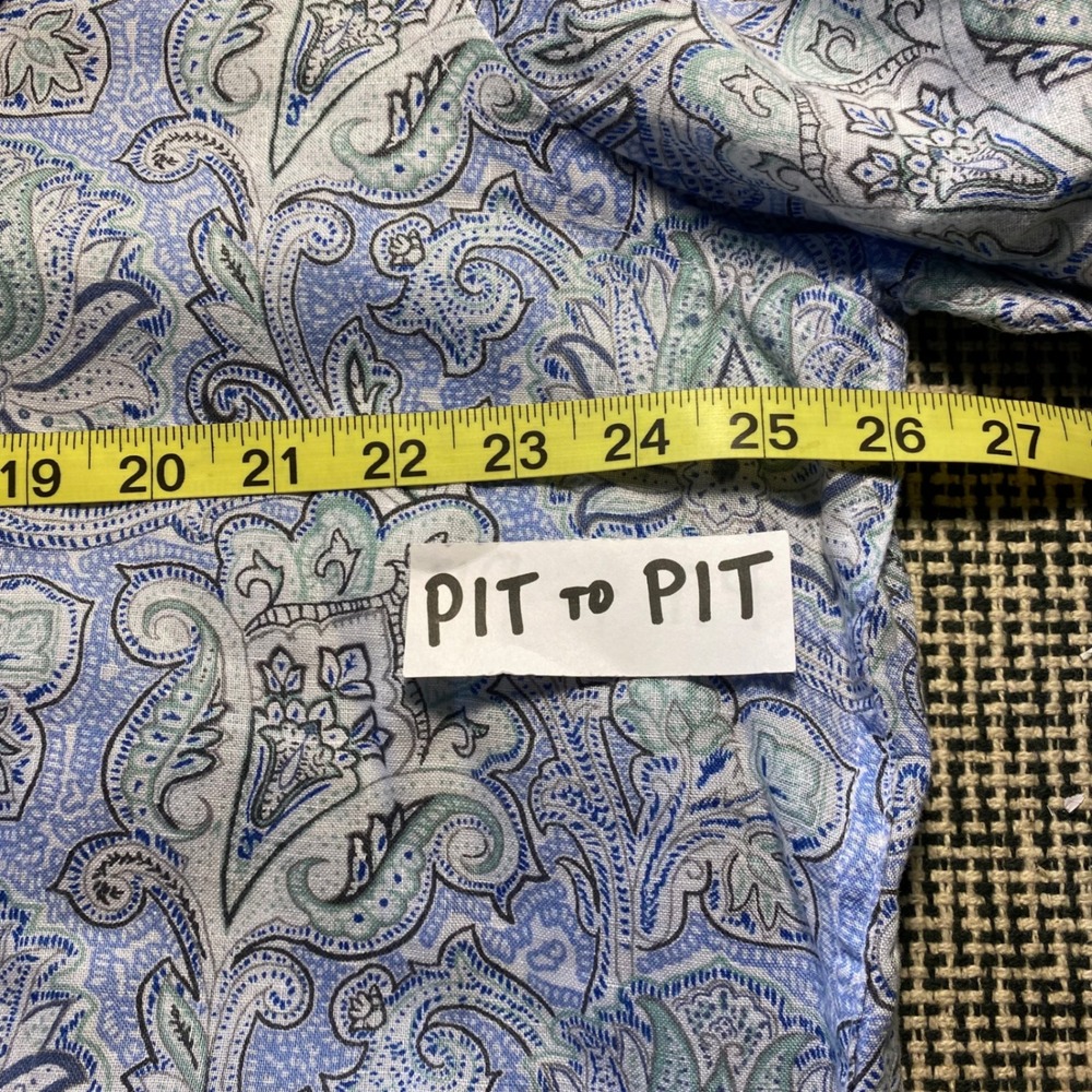 Men's 100% Linen Shirt Coastal Beach Paisley XL Blue Long Sleeve Taso Elba - Picture 5 of 6
